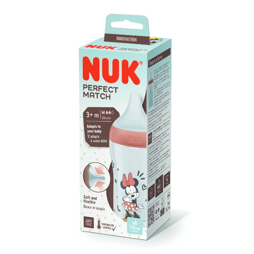 Biberon Perfect Match Minnie, Tetina Silicon M, 3m+, 260 Ml, Nuk