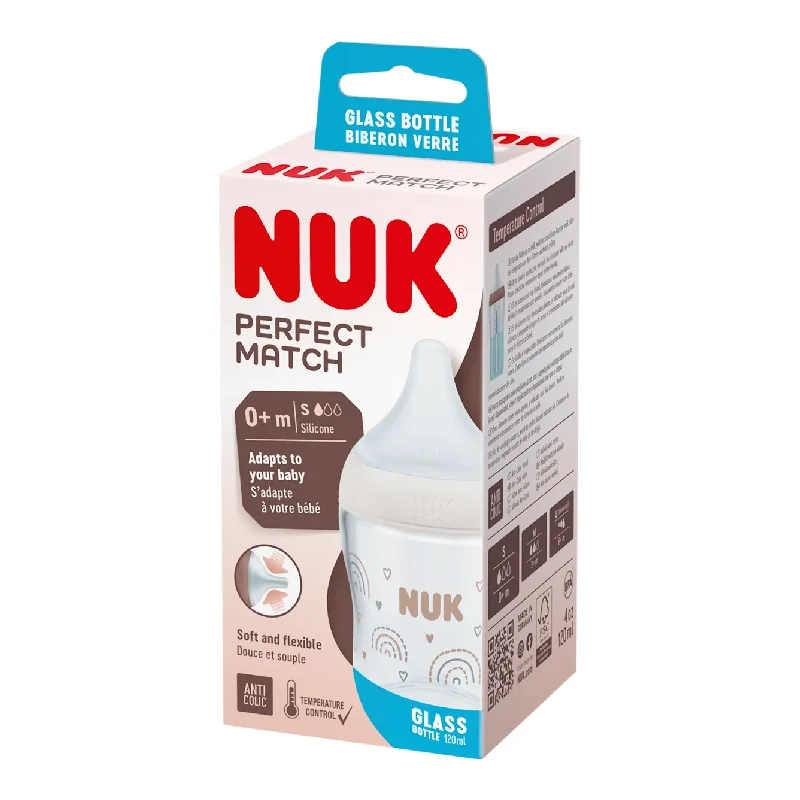 Biberon Din Sticlă Perfect Match, Tetina Mărimea S, 120 Ml, NUK