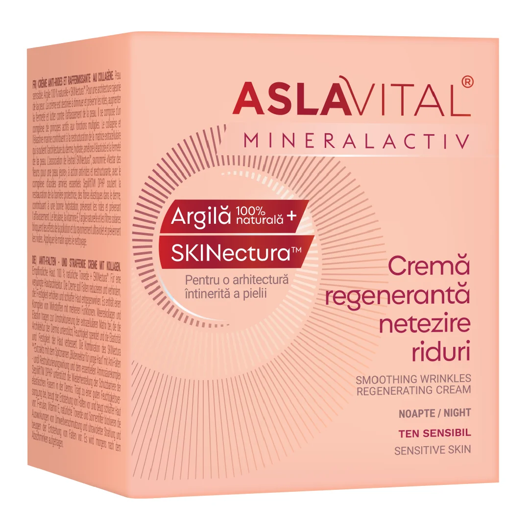 Cremă Regenerantă De Noapte Pentru Netezirea Ridurilor, Ten Sensibil, 50 Ml, Aslavital