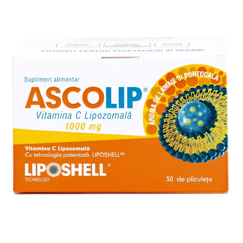 Vitamina C Lipozomala Cu Aroma De Portocala, 1000 Mg, 30 Plicuri, Liposhell