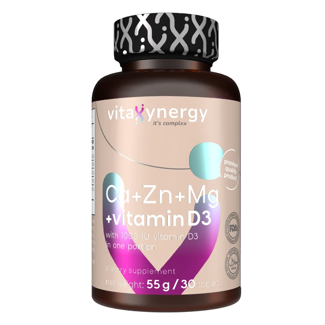 Calciu, Zinc, Magneziu Si Vitamina D3, 30 Tablete, Vitaxynergy