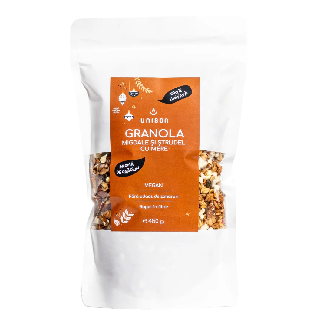 Granola Cu Migdale Și Strudel Cu Mere, 450G, Unison