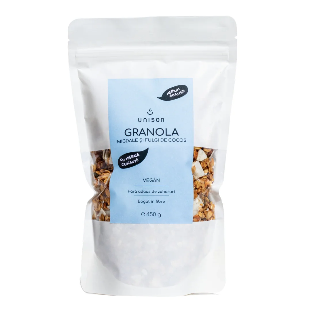 Granola Cu Migdale Si Fulgi De Cocos, 450G, Unison