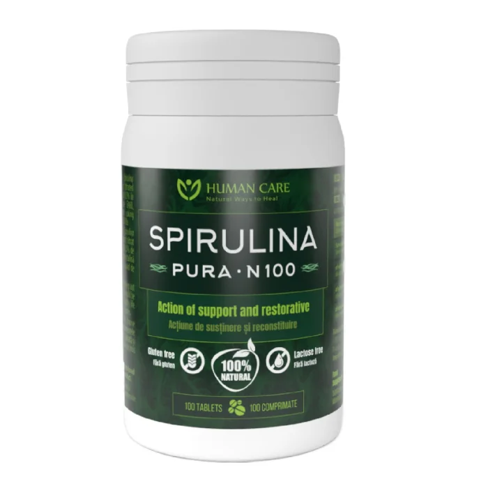 Spirulina Pura 500Mg, 100 Capsule, Human Care