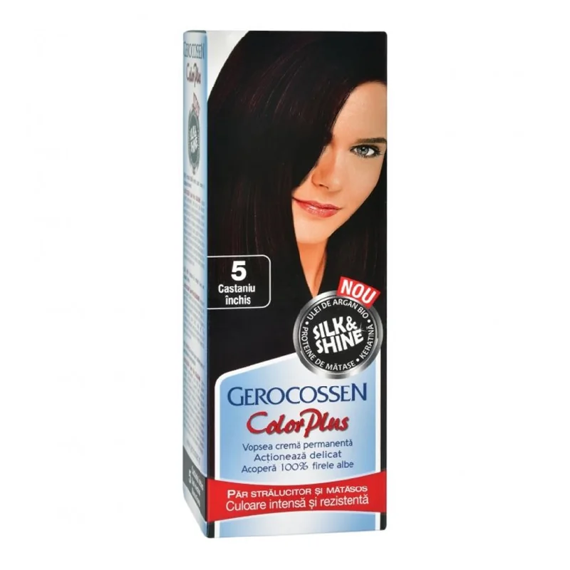Vopsea De Par Silk&Shine, 5 Castaniu Inchis, 50 Ml, Gerocossen