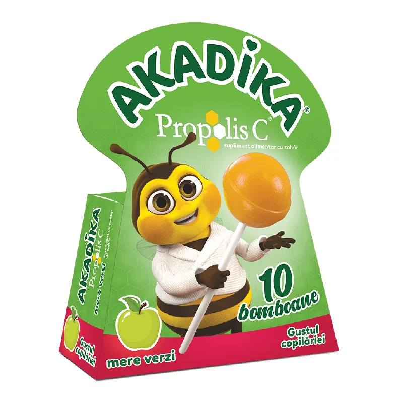 Acadele Propolis C Cu Mere Verzi, 10 Bucati, Akadika