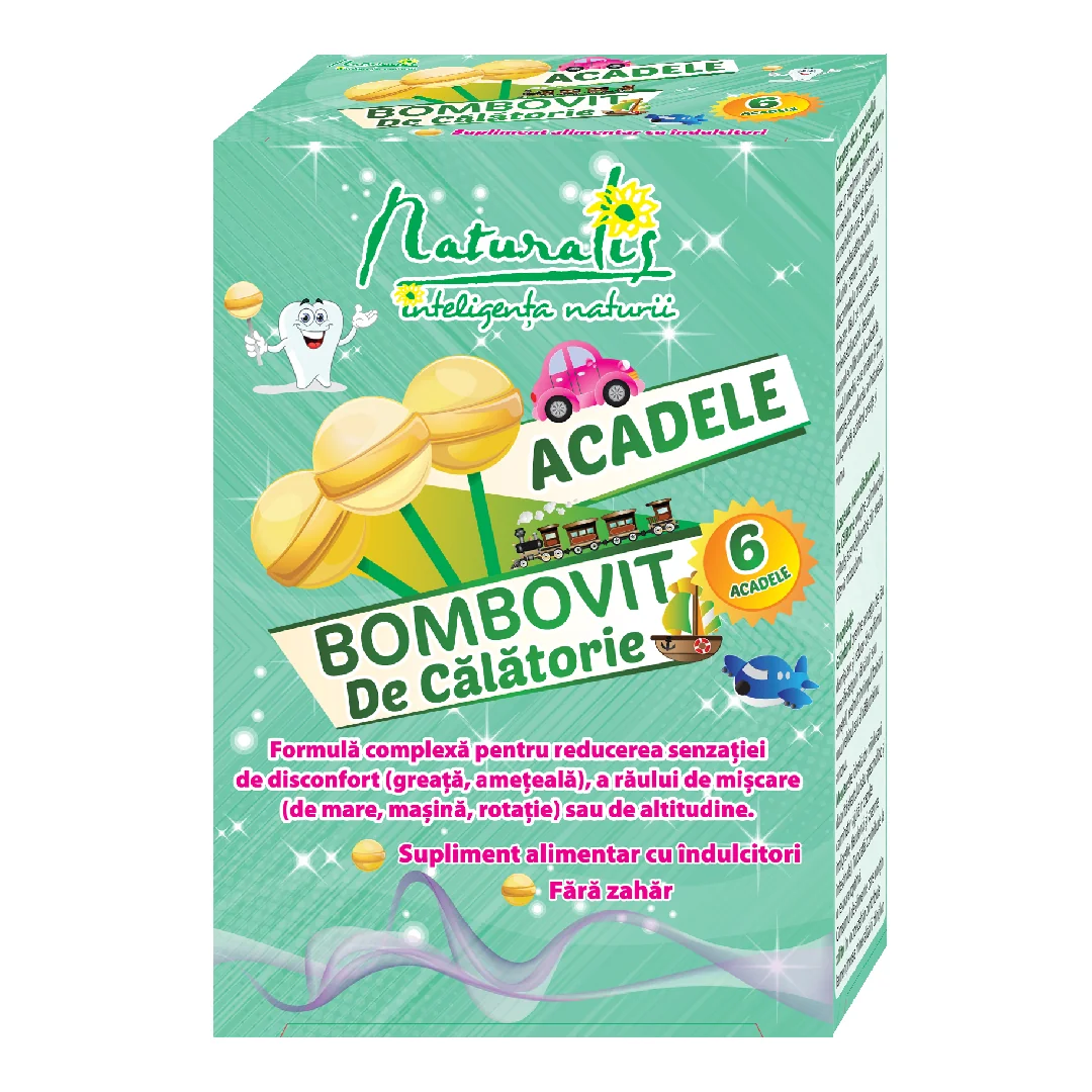 Acadele Bombovit De Calatorie, 6g, 6 Acadele, Naturalis