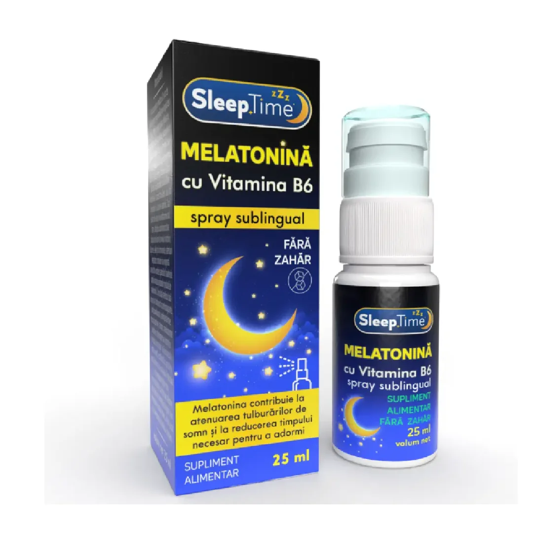Spray Sublingual Cu Melatonina Și Vitamina B6 SLEEPTIME, 25 Ml, Justin Pharma