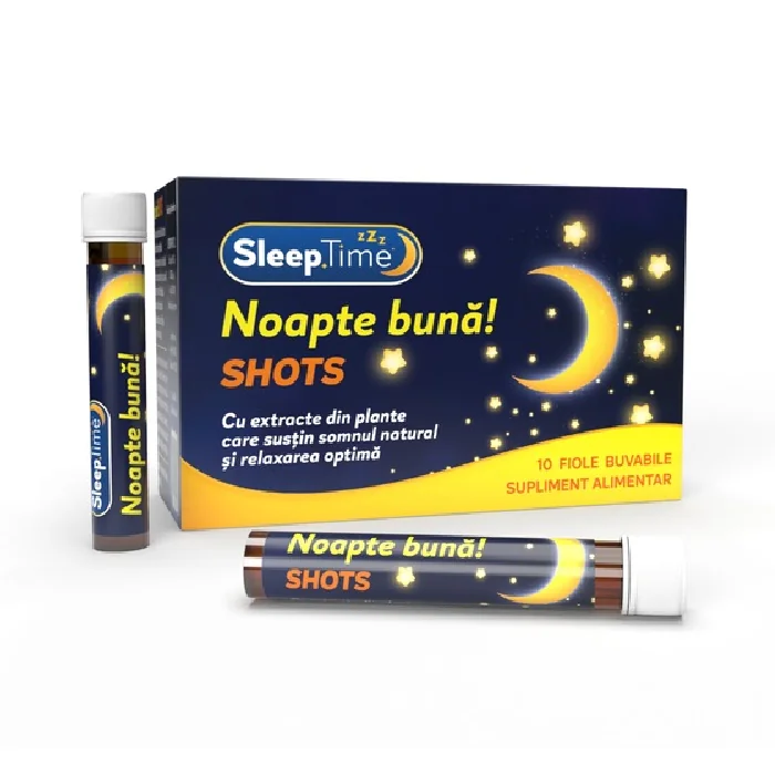 Sleeptime Noapte Buna Shots, 10 Fiole Buvabile, Justin Pharma