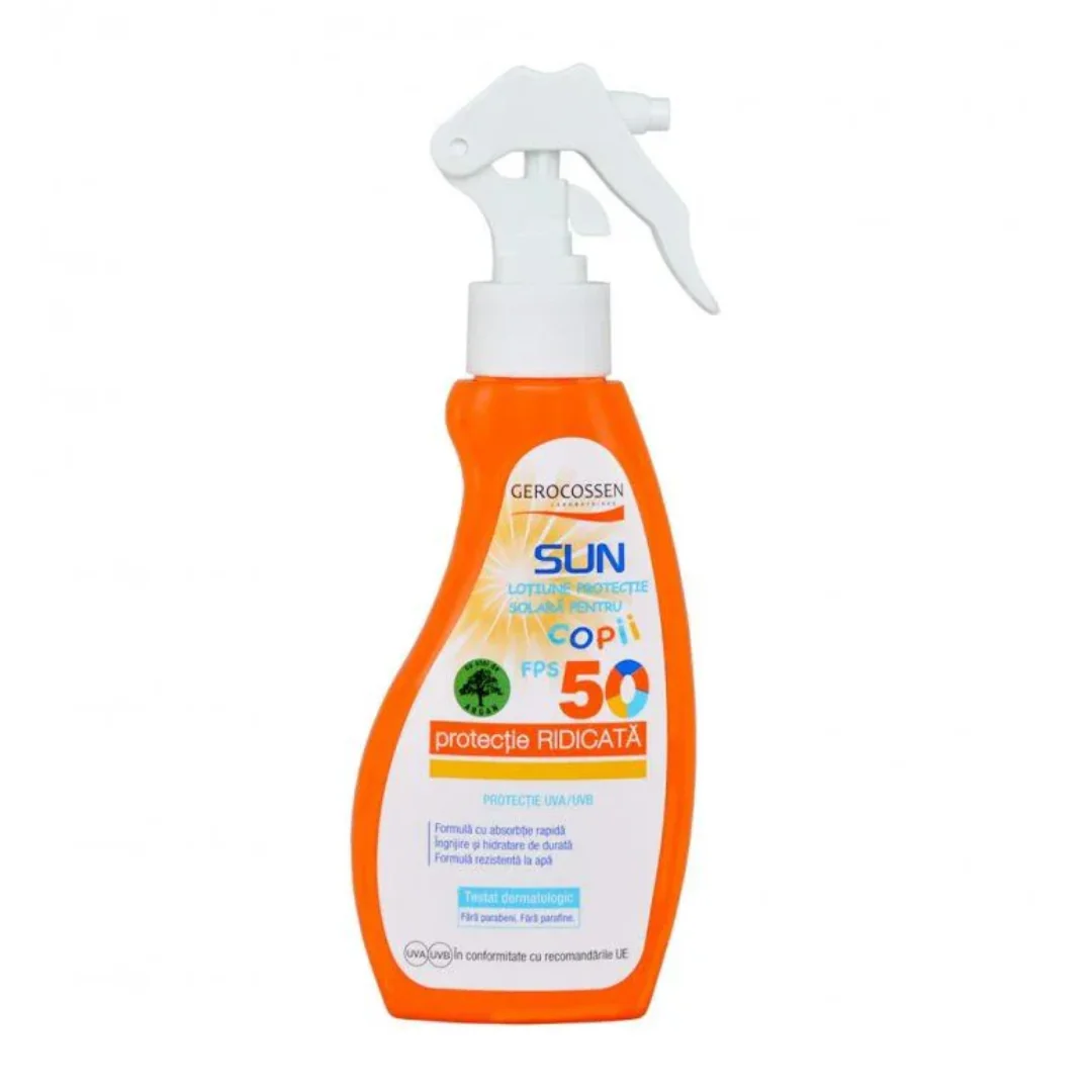 Lotiune Spray Pentru Copii Cu Protectie Solara FPS50 Sun, 200 Ml, GEROCOSSEN