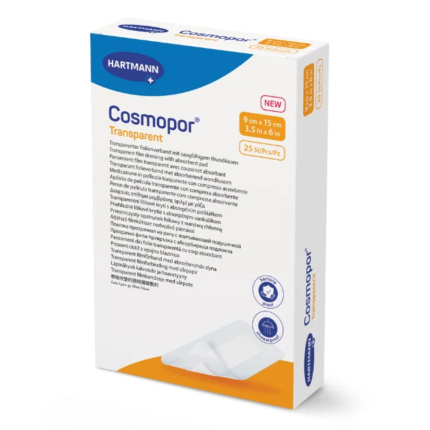 Plasture Steril Cosmopor Transparent, 9*15 Cm, 25 Bucăți, HartMann