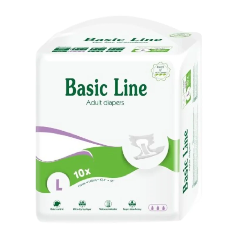 Scutece Pentru Adulti Purple Basic Line, Marime L, 10 Bucati, Nateen