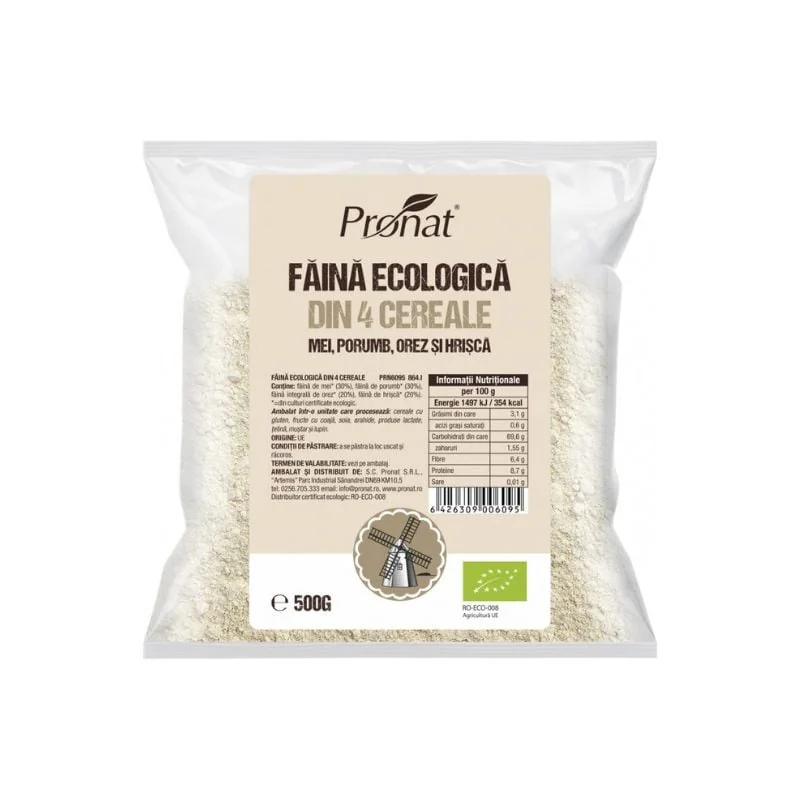 Pronat Faina Din 4 Cereale Natural Fara Gluten, 500g
