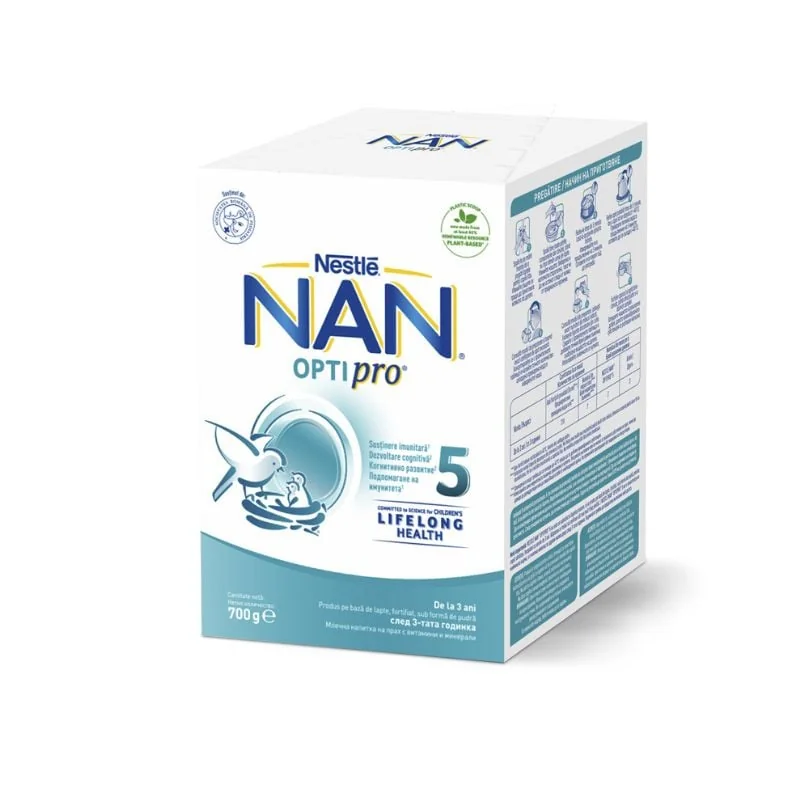 Lapte Praf Nan 5 Optipro, De La 3 Ani, 700 G, Nestle