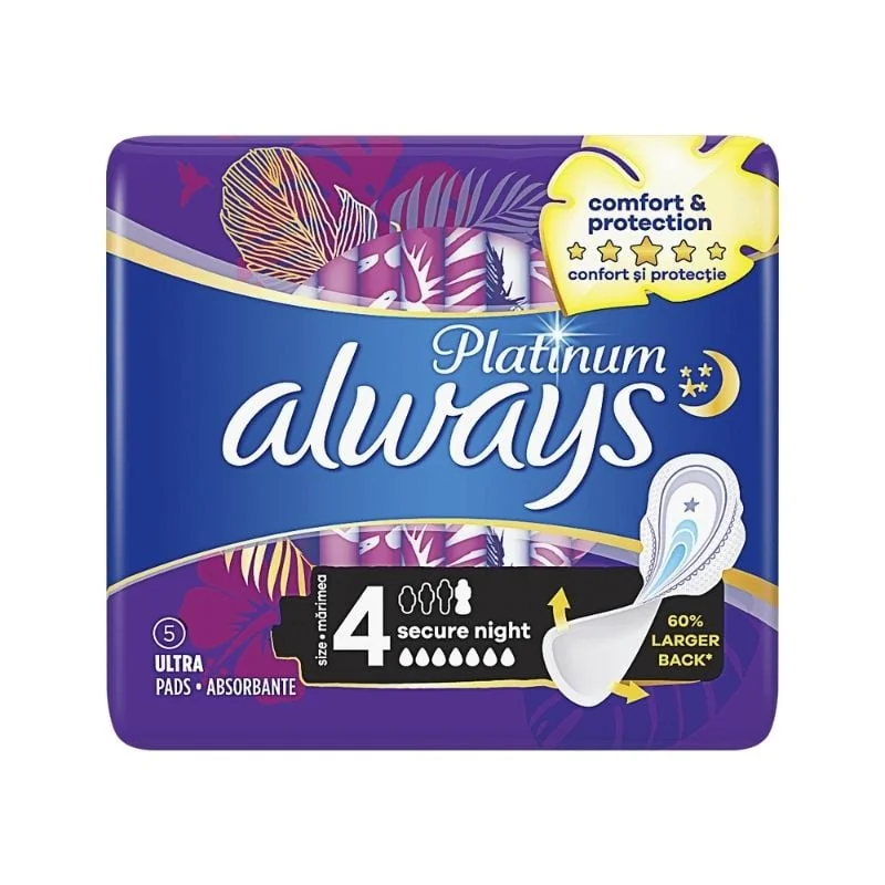 Absorbante Platinum Night Ultra, 5 Bucati, Always