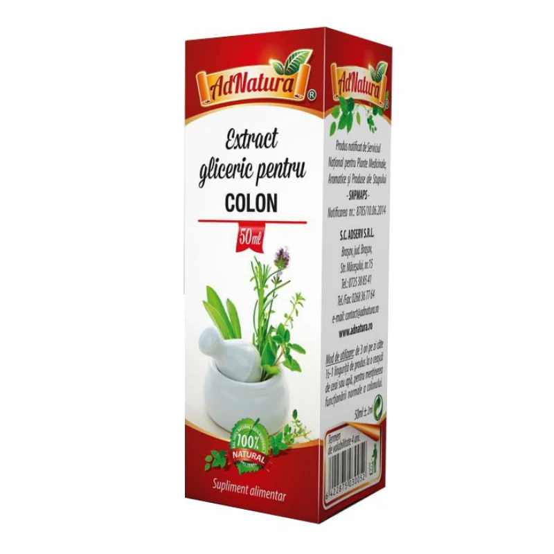 Extract Gliceric Pentru Colon, 50 Ml, ADnatura