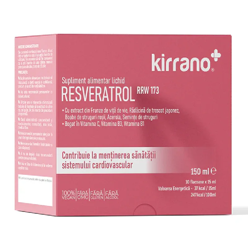 Resveratrol Rrw173, 10 Flacoane*15 Ml, Kirrano