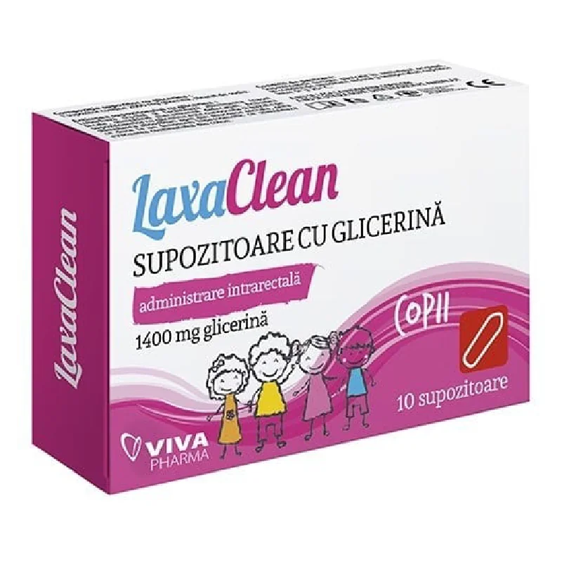 Supozitoare Cu Glicerina Pentru Copii Laxaclean, 10 Bucăți, Viva Pharma