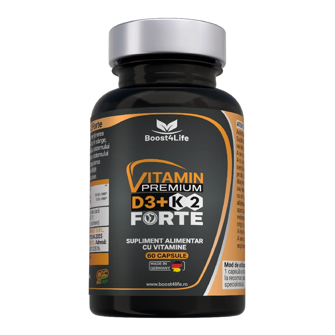 Vitamina D3+K2 Premium Forte (5000 UI), MGCaps®, 60 Capsule Vegetale, Boost4Life