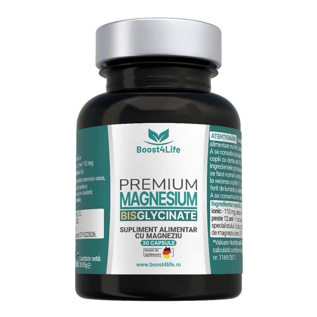 Magneziu Bisglicinat Premium, 30 Capsule Vegane, Boost4Life