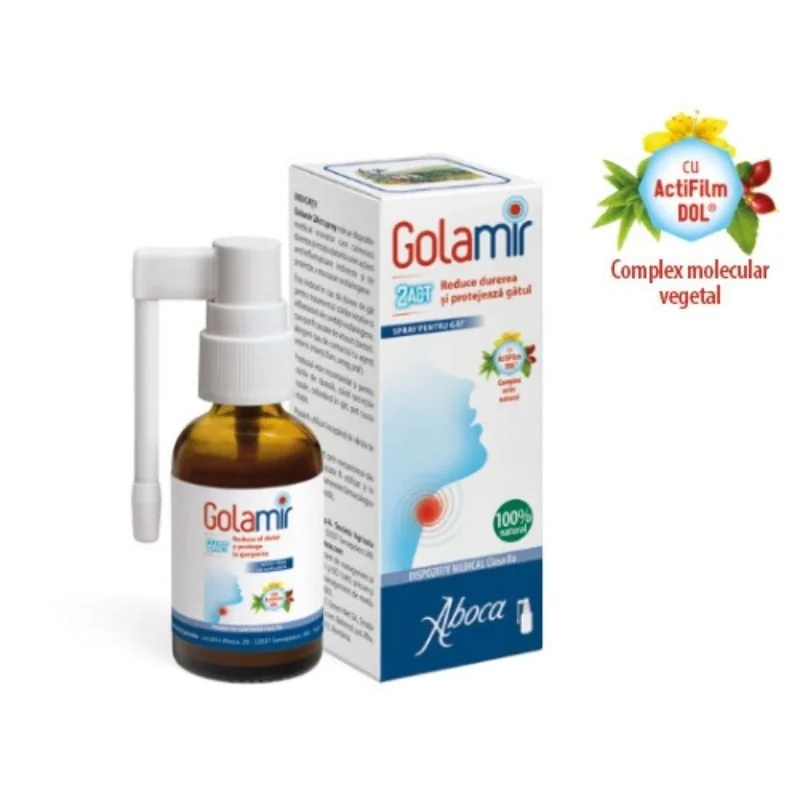 ABOCA Golamir 2ACT Spray Adulti Cu Alcool, 30ml