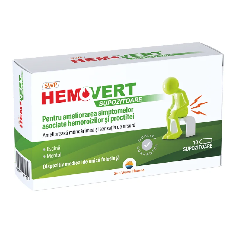 Hemovert, 10 Supozitoare, Sun Wave Pharma