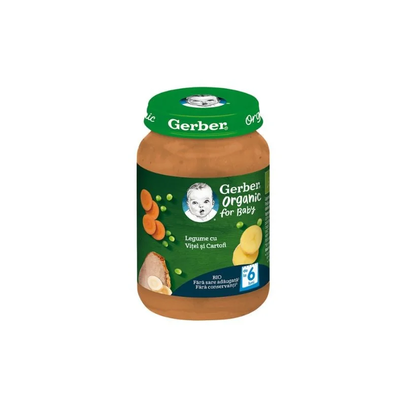 Gerber Bio Piure Legume, Vitel, Cartofi, 190g