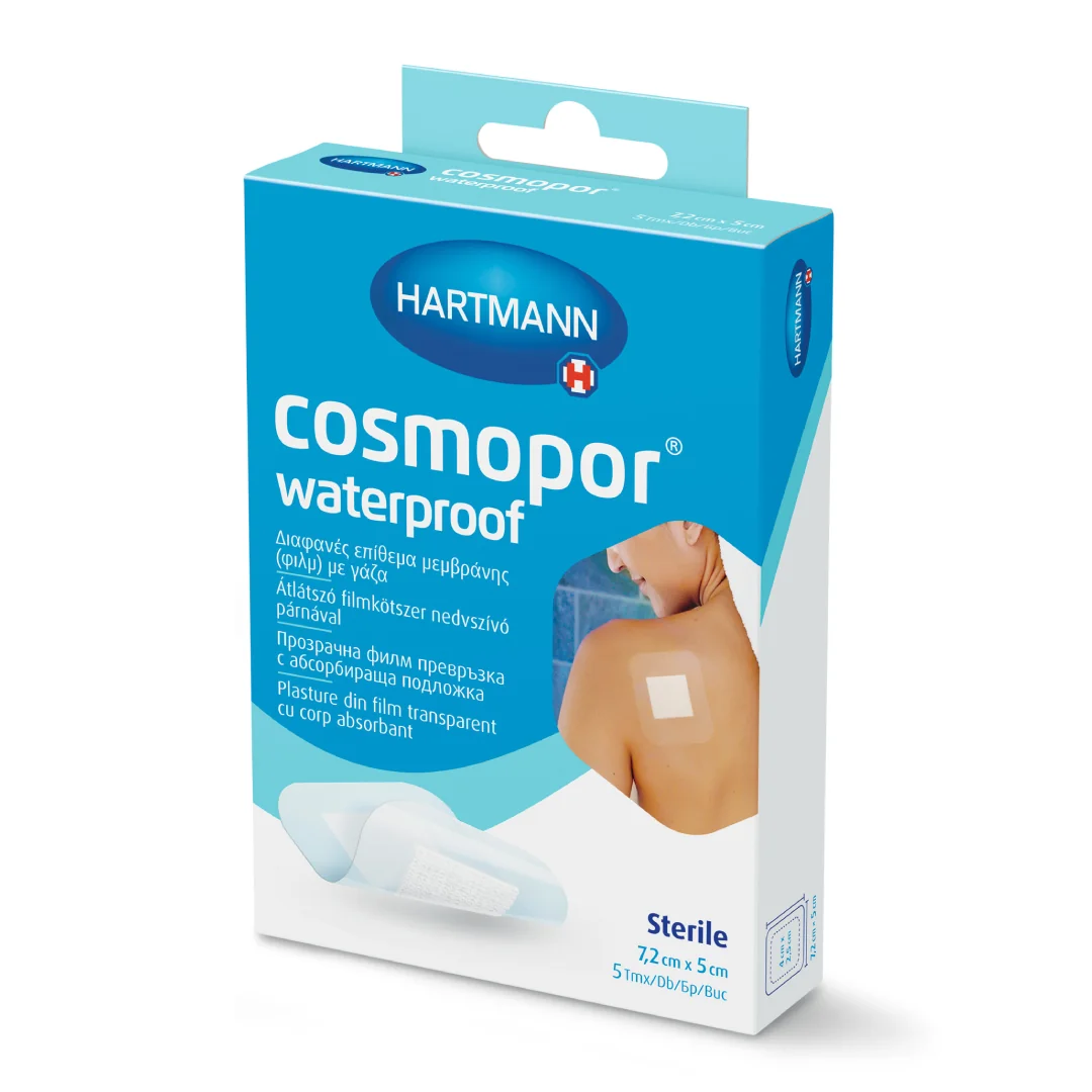 Plasturi Sterili Cosmopor Waterproof 7,2*5 Cm, 5 Bucăți, Hartmann