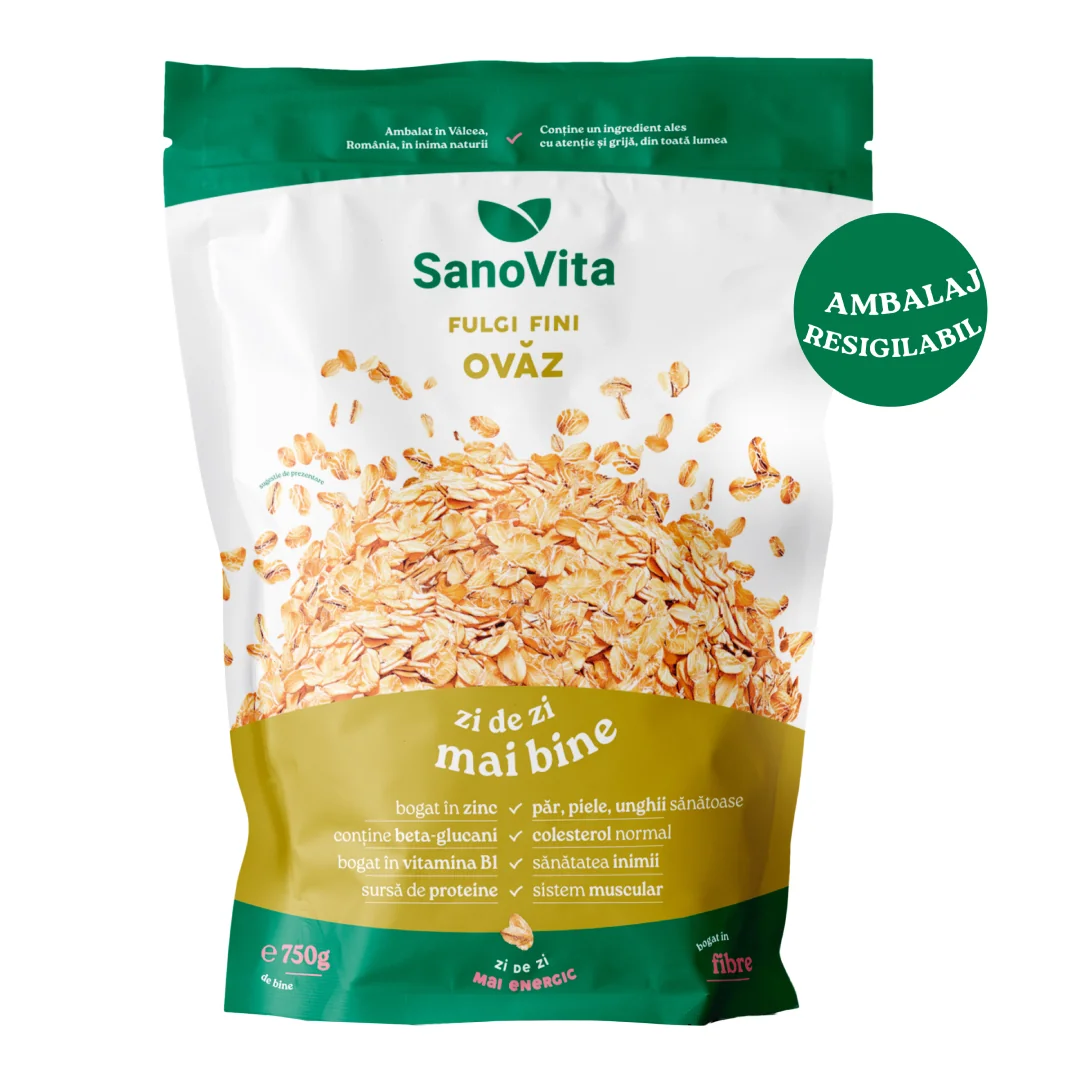 Fulgi De Ovaz Fini, Punga Cu Zipper, 750 G, Sanovita