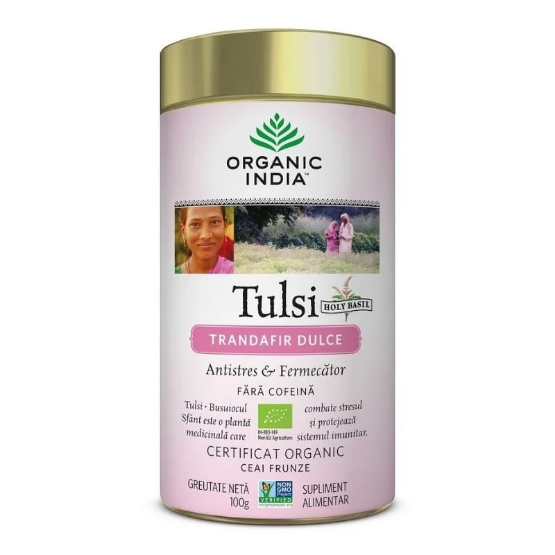 Organic India Ceai Tulsi Trandafir Dulce Antistres & Fermecător Bio, 100G