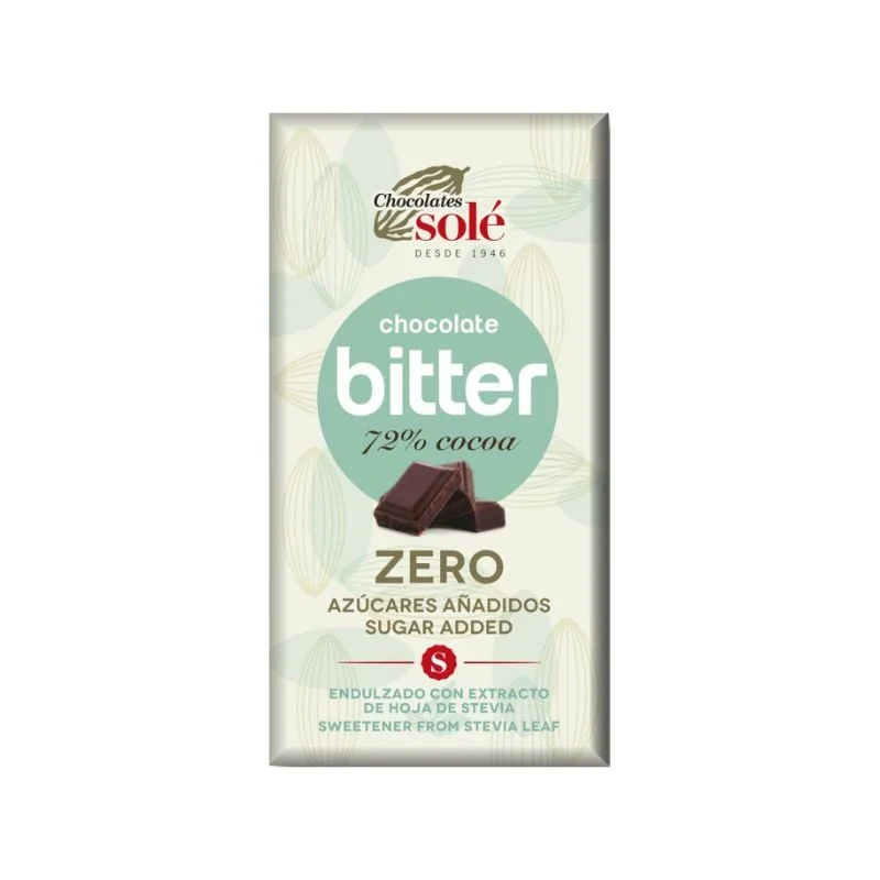 Ciocolata Amaruie Cu Stevie Fără Zahăr 72% Cacao, 100G, Chocolates Sole