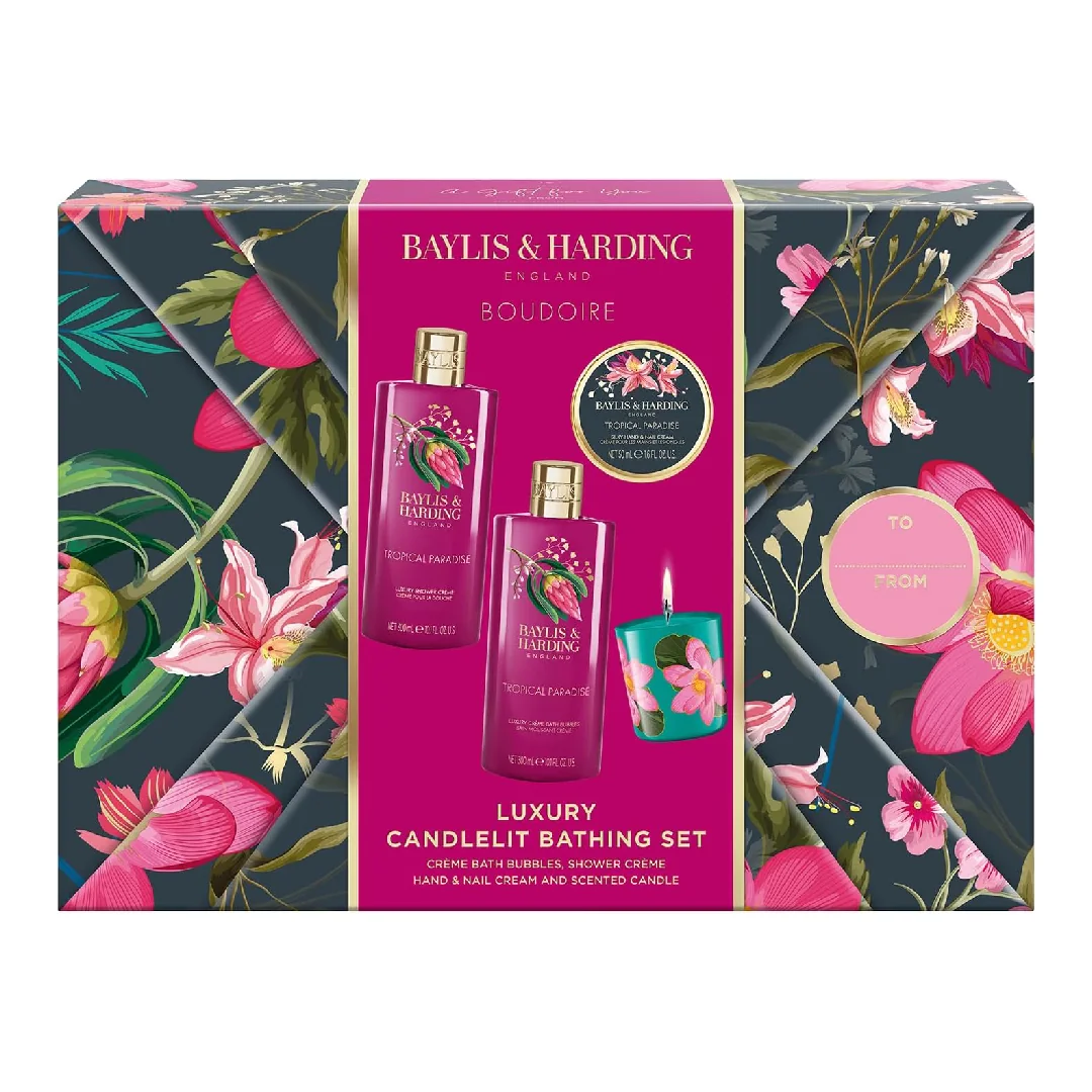 Set De Îngrijire Boudoir Tropical Paradise Candlelit Gift, 4 Piese, Baylis & Harding