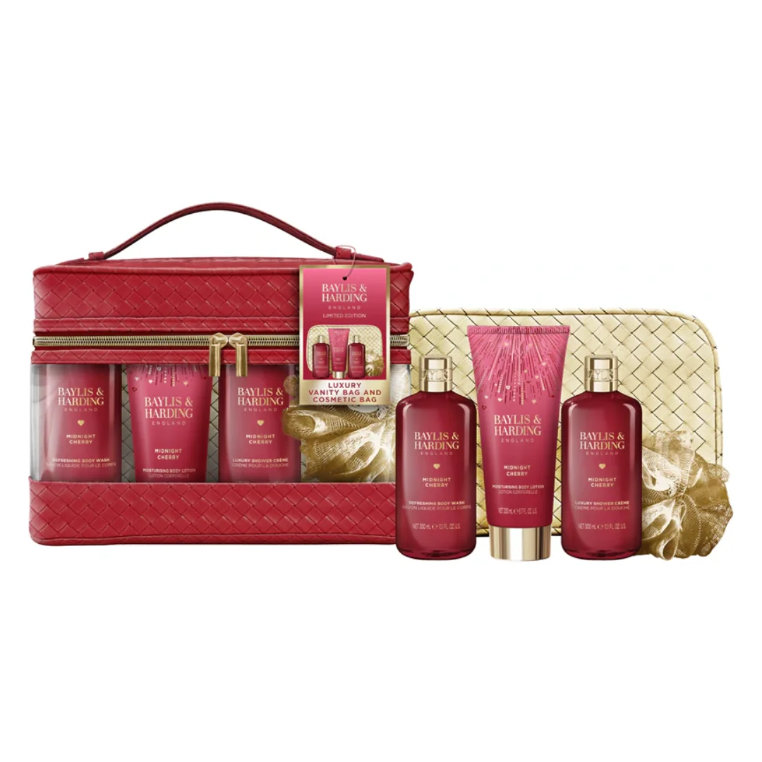 Set Cadou De Ingrijire Midnight Cherry Bags Of Beauty, 6 Piese, Baylis & Harding