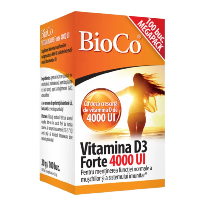 Vitamina D3 Forte 4000UI, 100 Comprimate, BioCo