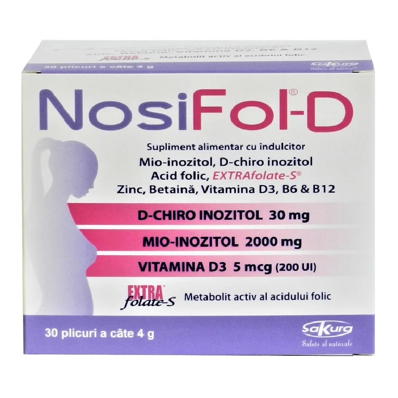 Nosifol-D Cu Acid Folic, Zinc Și Vitamina D3, 30 Plicuri, Sakura