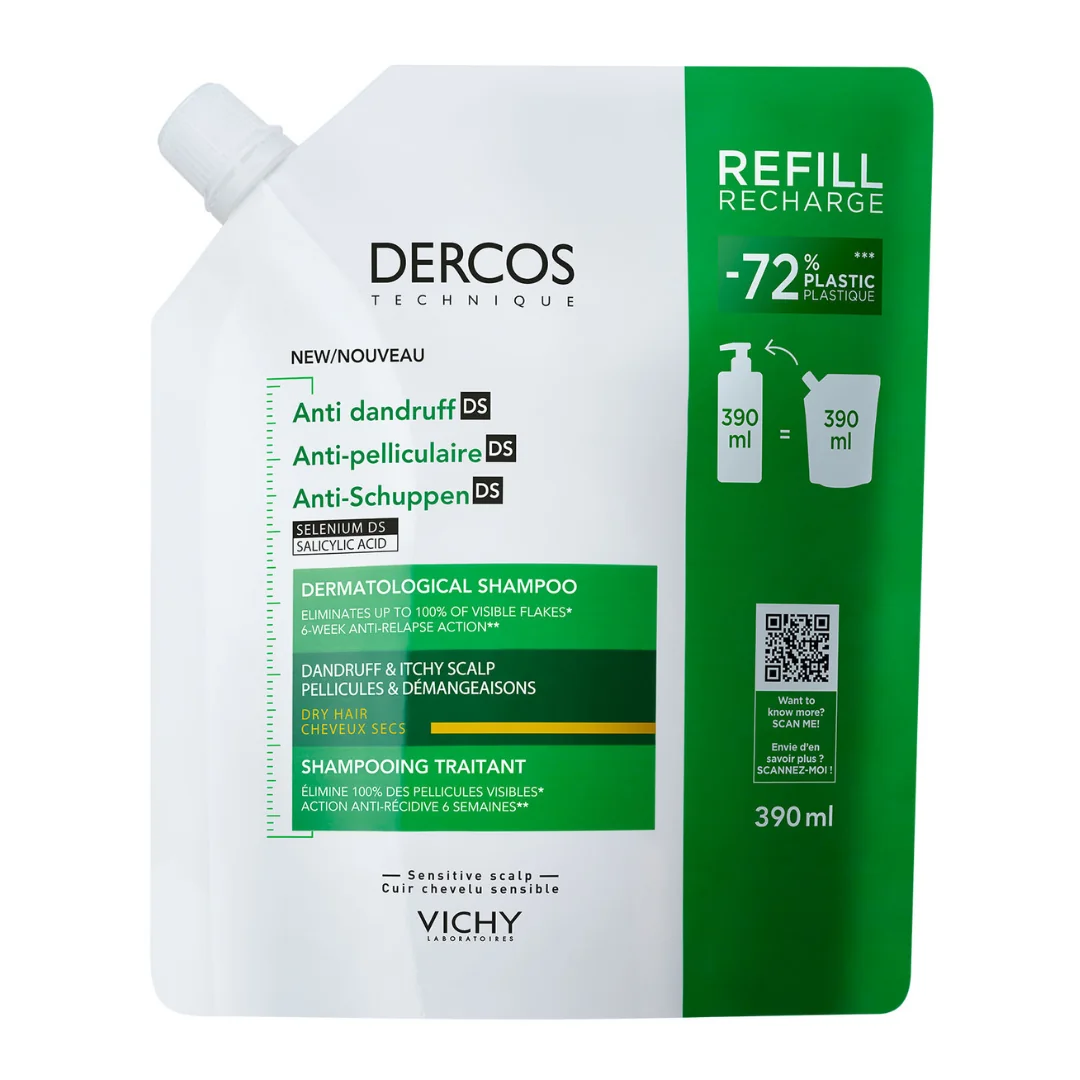 Rezerva Eco Sampon Anti-Matreata Pentru Par Uscat Dercos, 390 Ml, Vichy