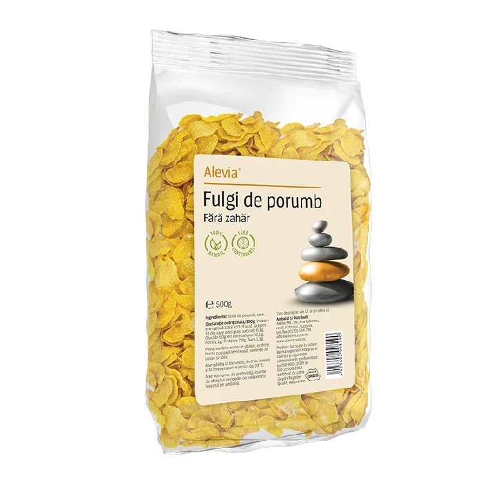 Fulgi De Porumb Fără Zahăr, 500 G, Alevia