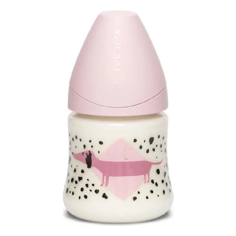 Biberon Cu Debit Lent, Cățeluș Roz, Fusion, 150 Ml, Suavinex