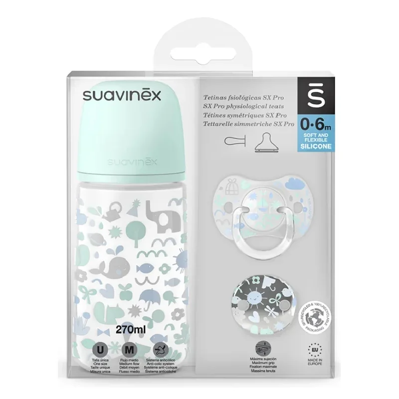 Set Pentru Bebelusi, Memories, Albastru, 3 Piese, SUAVINEX