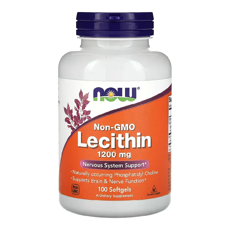 Lecitina Din Soia, 1200 Mg, 100 Gelule Moi, NOW Foods