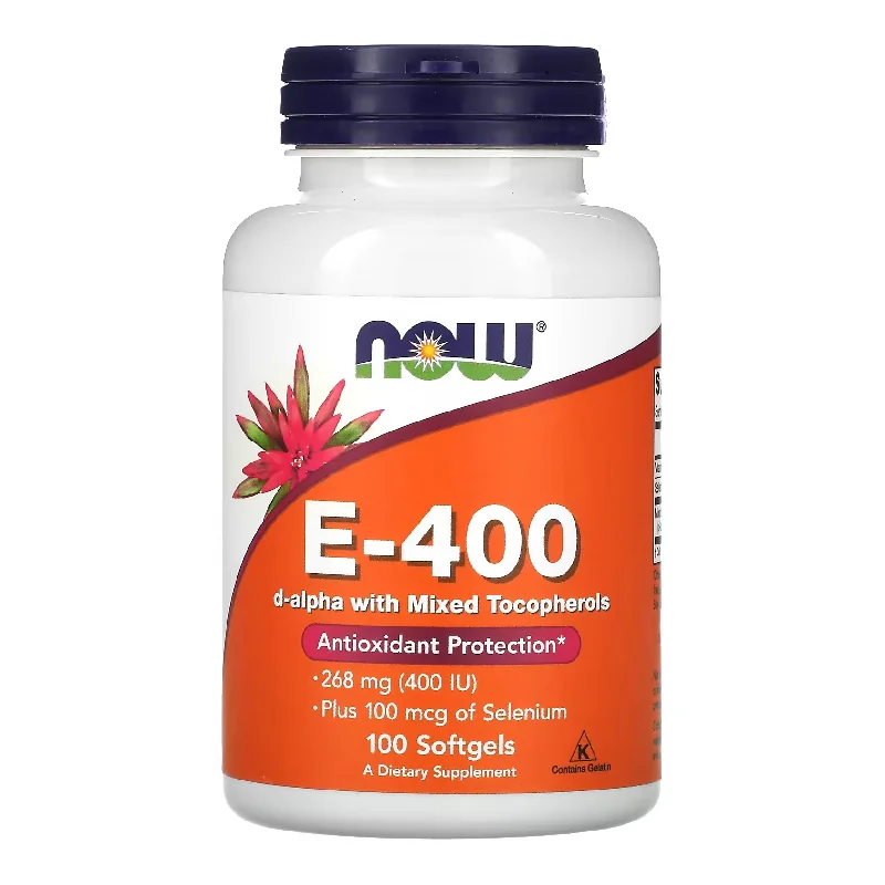 Vitamina E 400 D-Alpha, 100 Gelule Moi, Now Foods