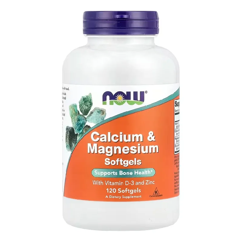 Calciu Și Magneziu Cu Vitamina D-3 Și Zinc, 120 Gelule Moi, Now Foods