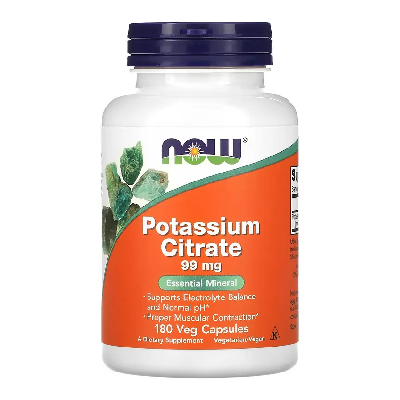 Potasiu Citrat 99 Mg, 180 Capsule Vegetale, Now Foods