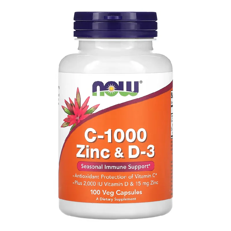 Vitamina C-1000, Zinc Și D-3, 100 Capsule, Now Foods
