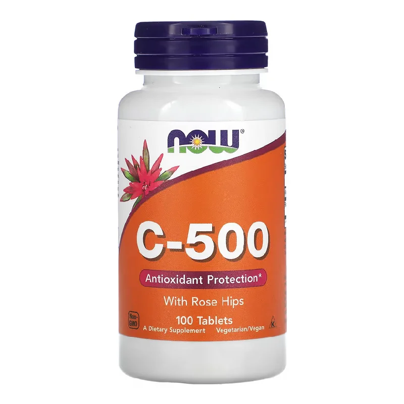 Vitamina C Cu Măceșe, 500 Mg, 100 Tablete, Now Foods