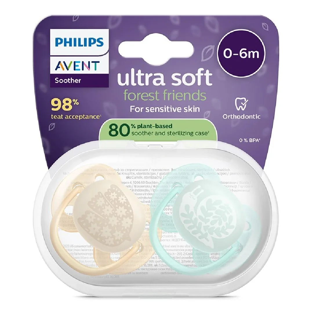 Suzete Ultra Soft, 0-6 Luni, SCF091/41, Marine, 2 Bucati, Philips Avent