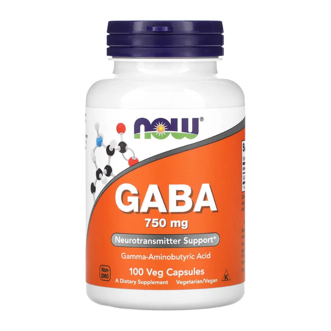 Gaba, 750 Mg, 100 Capsule Vegetale, NOW Foods