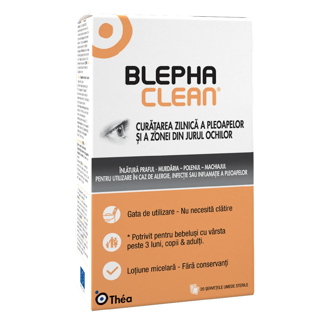 Servetele Pentru Igiena Pleoapelor Blephaclean, 20 Bucati, Thea