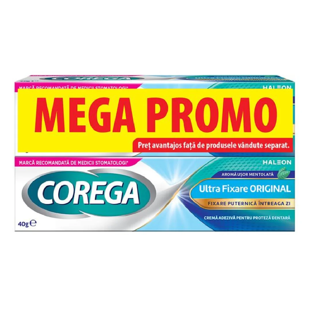 Pachet Crema Adeziva Ultra Fixare Original, 2*40 G, Corega