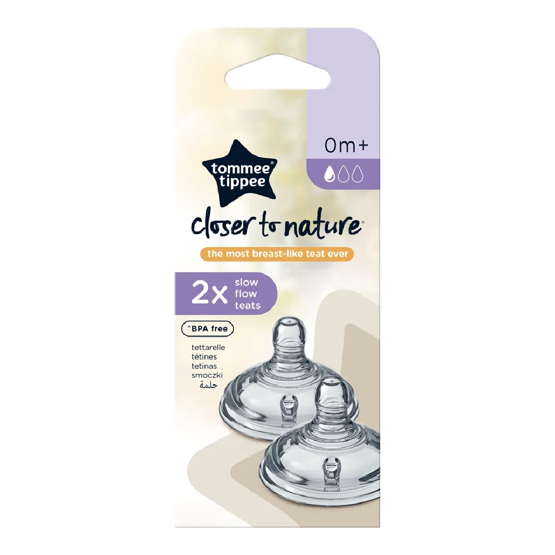 Tetina Din Silicon Anti-Colici Flux Lent, +0 Luni, 2 Bucăți, Tommee Tippee